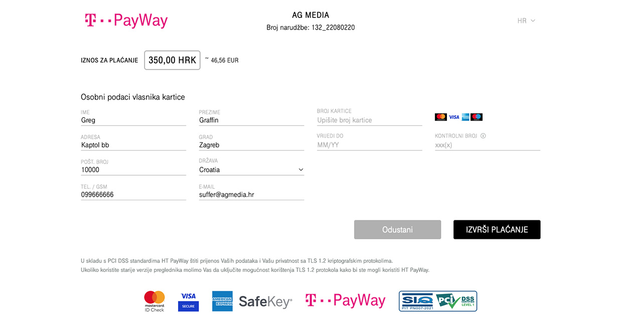 T-Com PayWay Payment Gateway - HT Payway API za Woocommerce + dvojni prikaz cijena